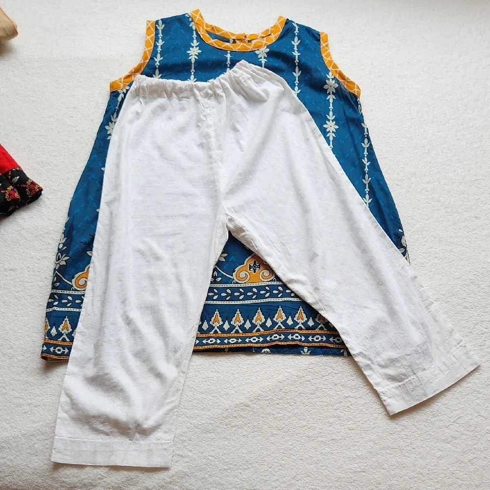 Striped Beige and Multicolor Embroidered Kurta Set - Picture 10 of 12